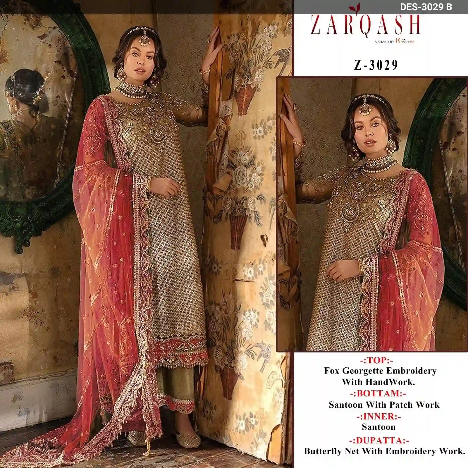 Zarqash D No 3029 Faux Georgette Wholesale Pakistani Salwar Suit Catalog — Wholesale Salwar Suits, MPA wholesale from Surat — view 5